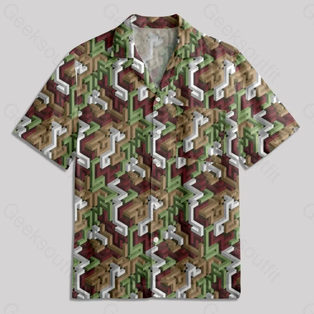 3D Maze Button Up Pocket Shirt