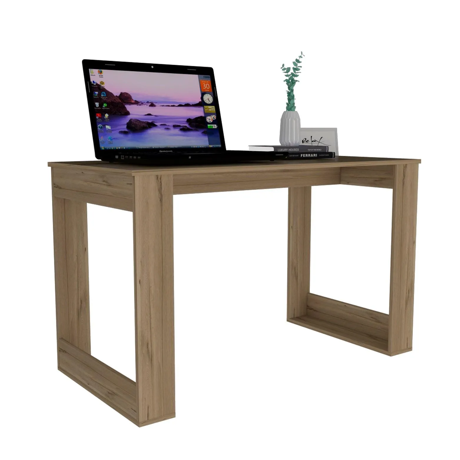 47.2" Aurora Industrial Modern Computer Desk - Light Oak, For Students, Easy Assembly