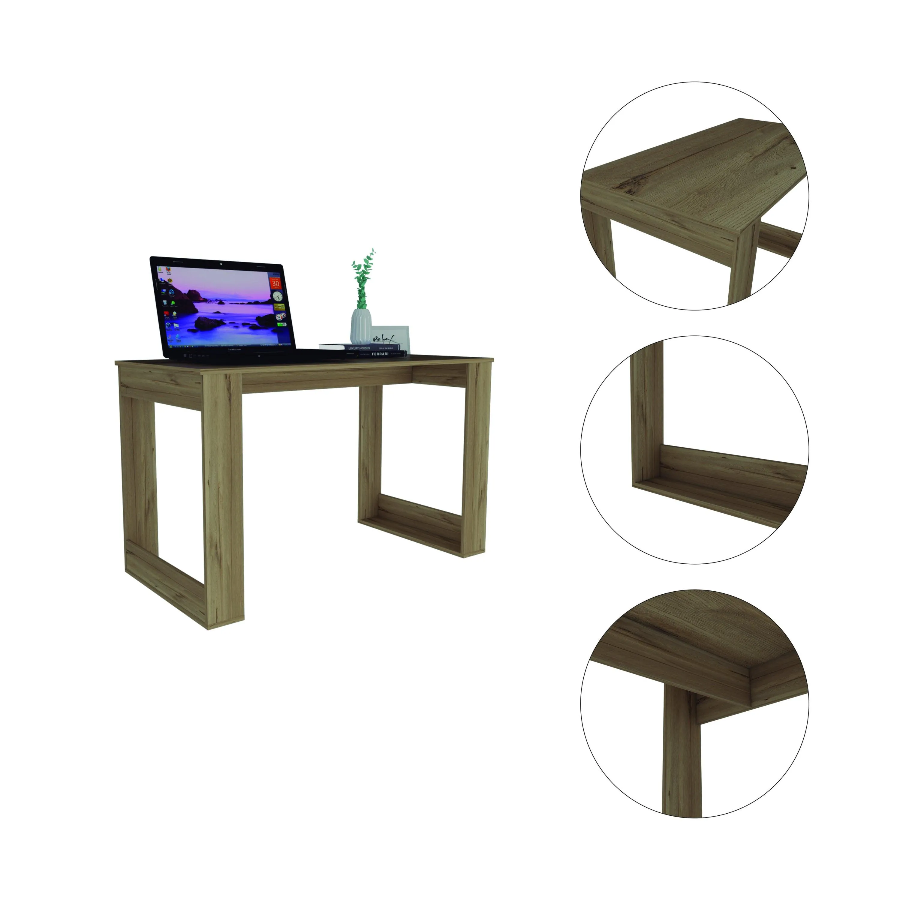 47.2" Aurora Industrial Modern Computer Desk - Light Oak, For Students, Easy Assembly