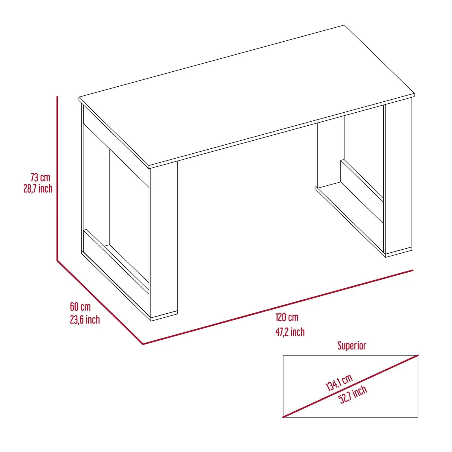 47.2" Aurora Industrial Modern Computer Desk - Light Oak, For Students, Easy Assembly