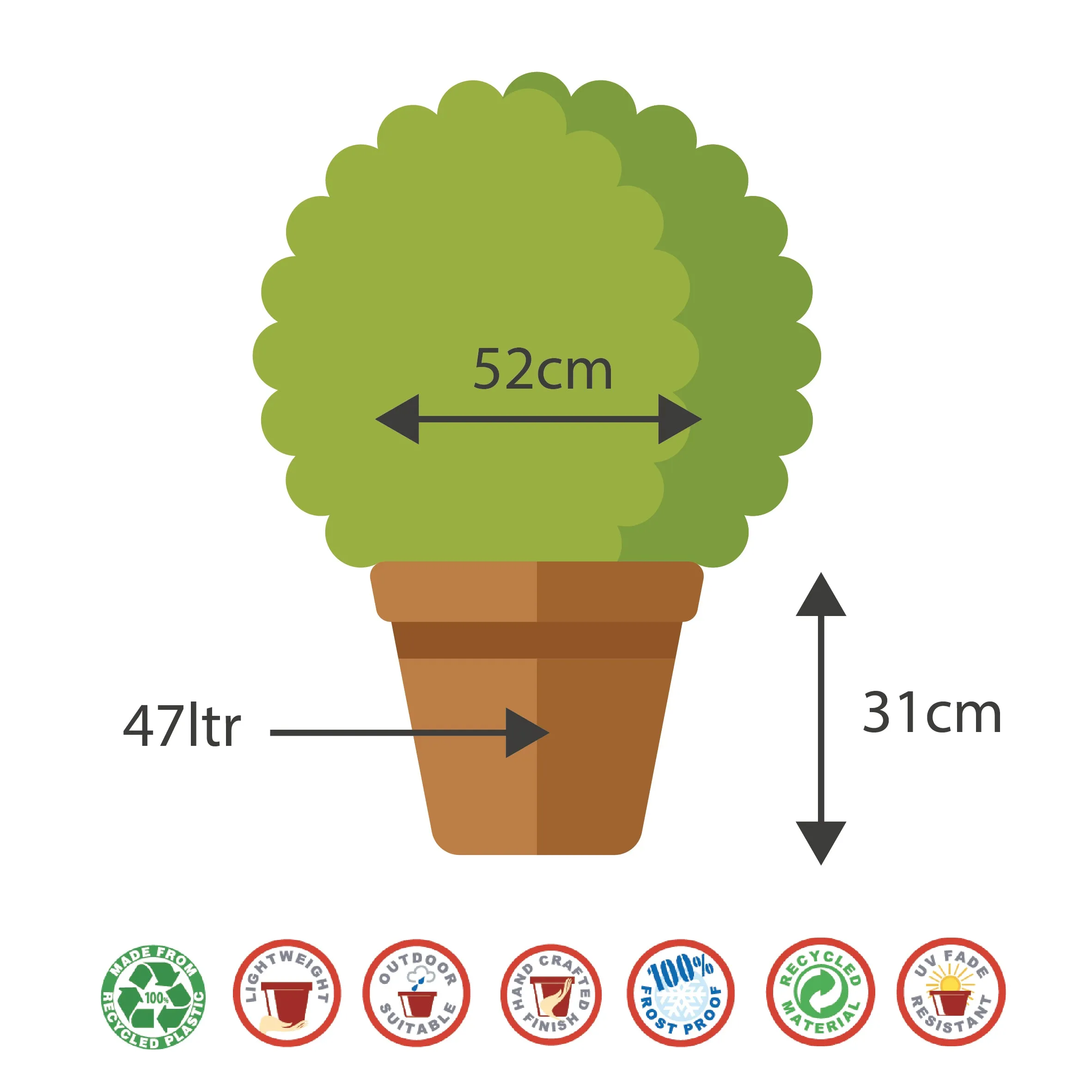 52cm Finisterre Barrel in Tan Plant Pot