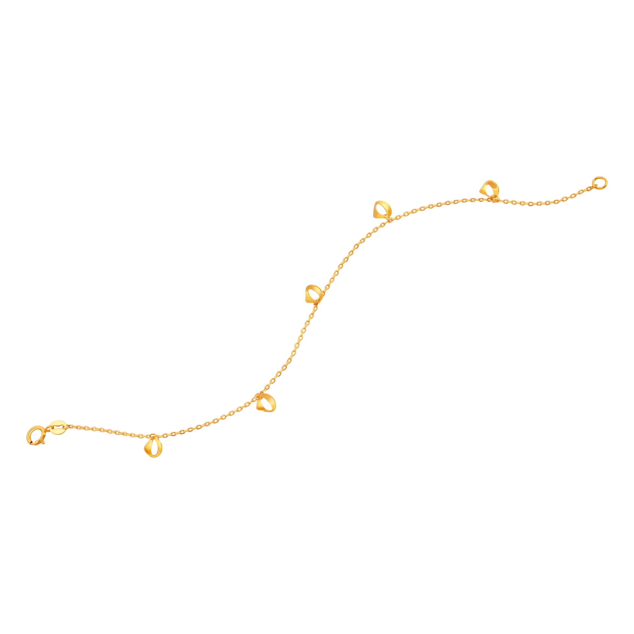 916 Gold Tiny Twirls Charm Bracelet