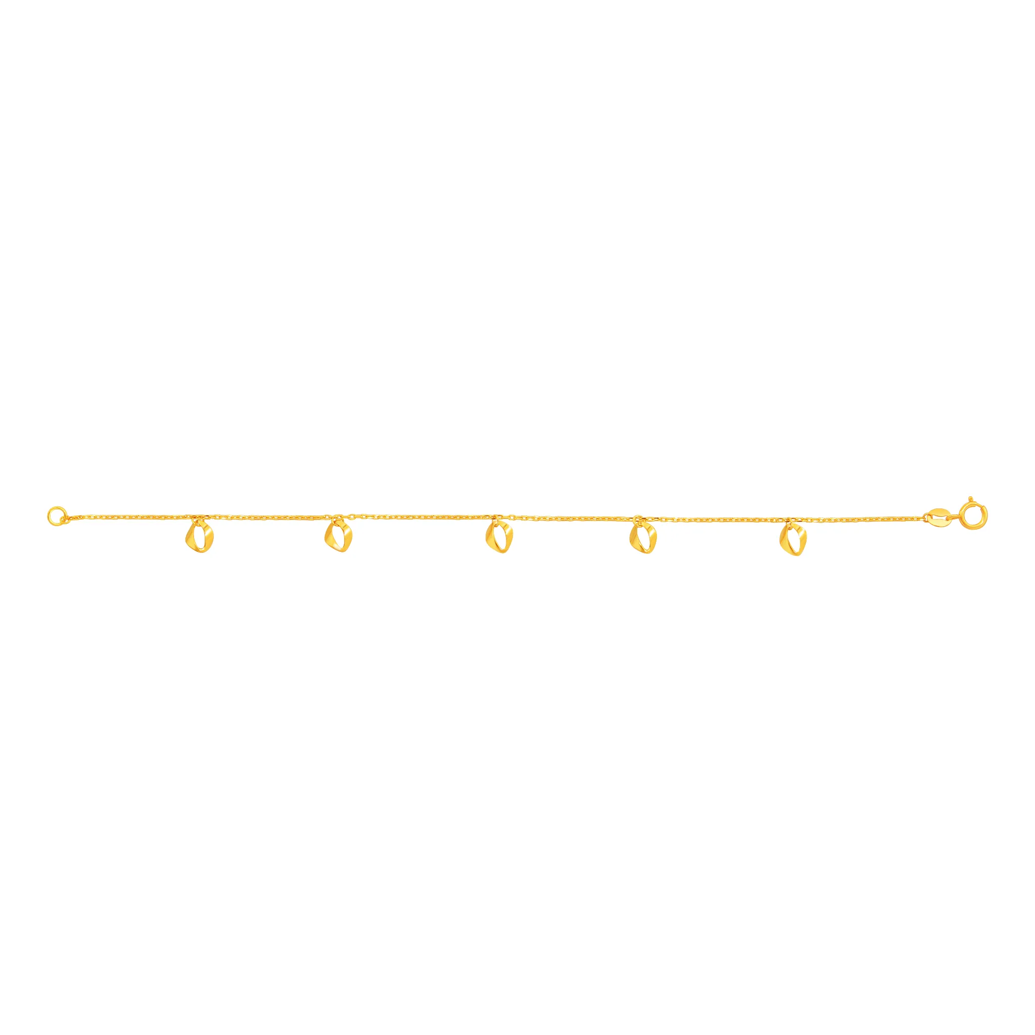 916 Gold Tiny Twirls Charm Bracelet