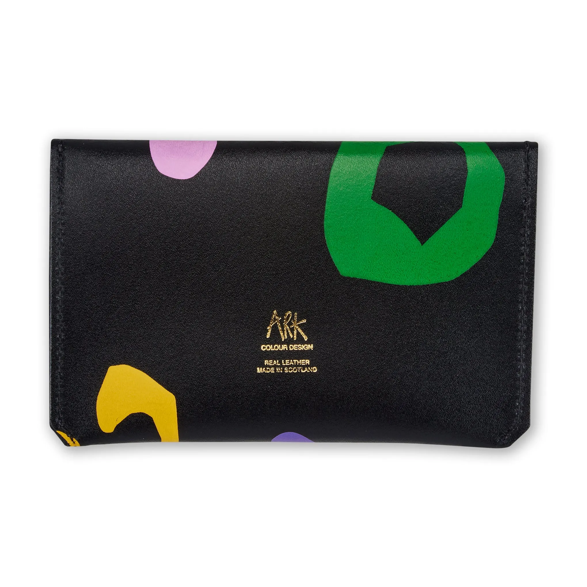 Abstract Color Leather Pouch - Black