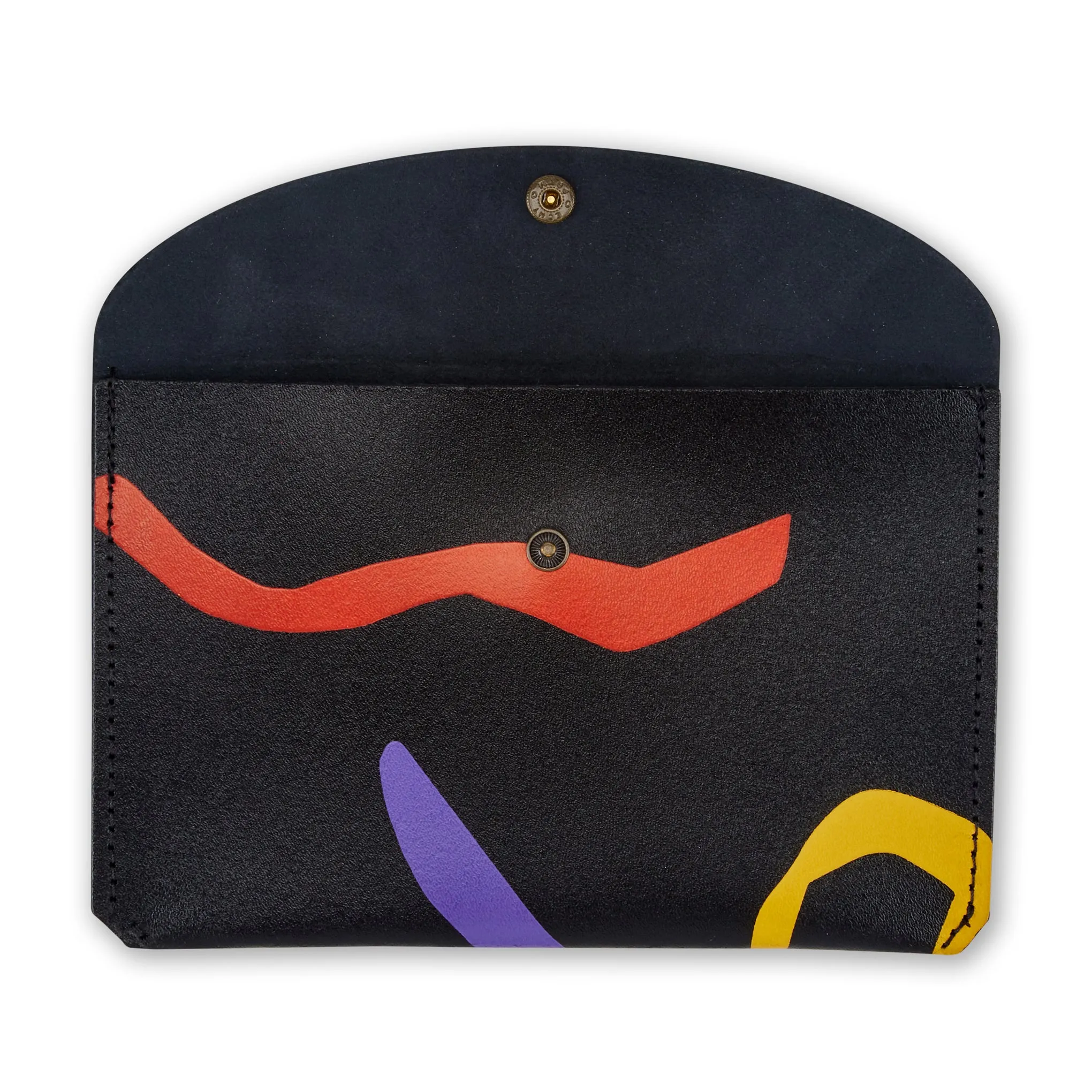 Abstract Color Leather Pouch - Black