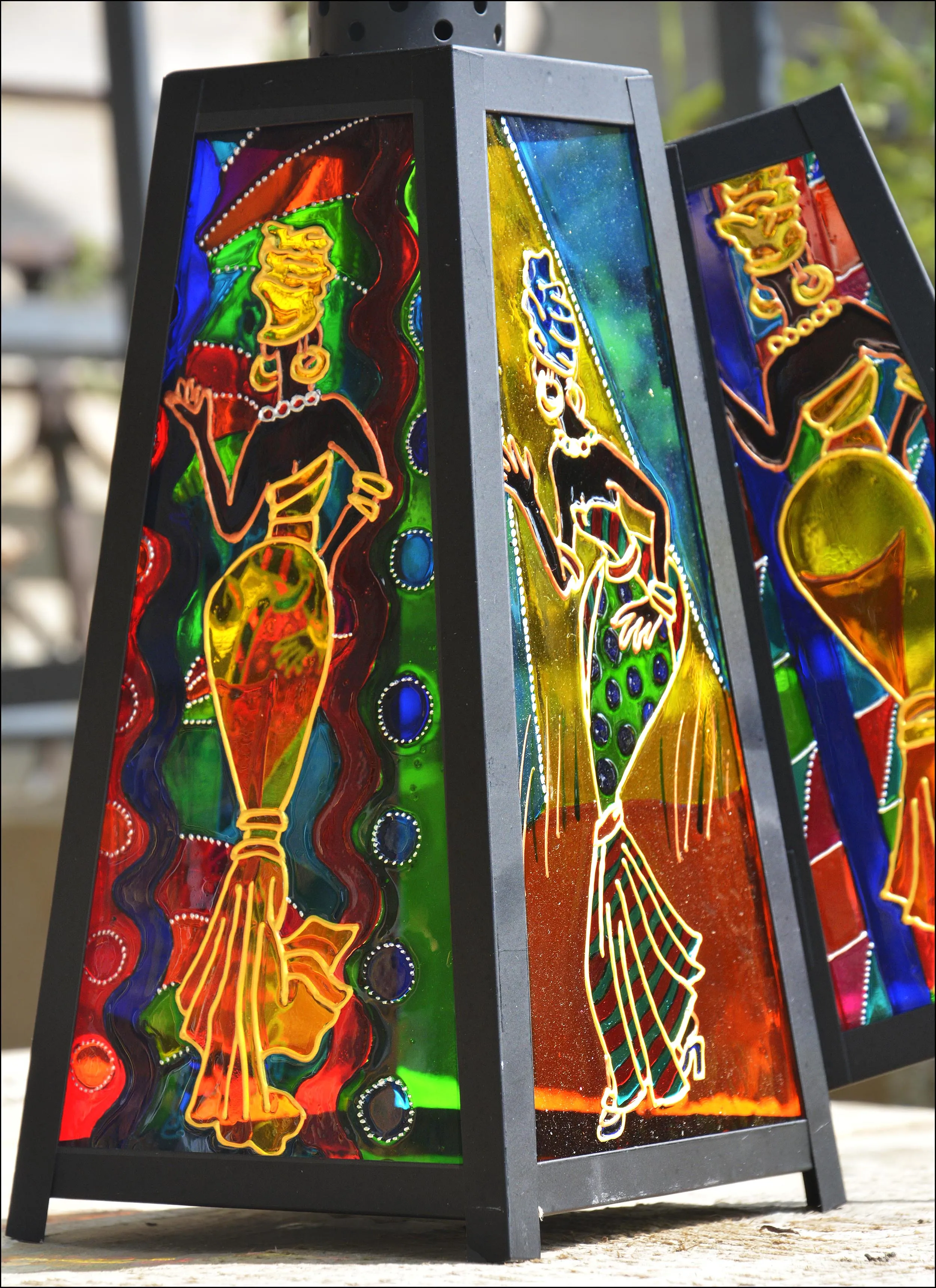 African Dancers Ankara Lantern