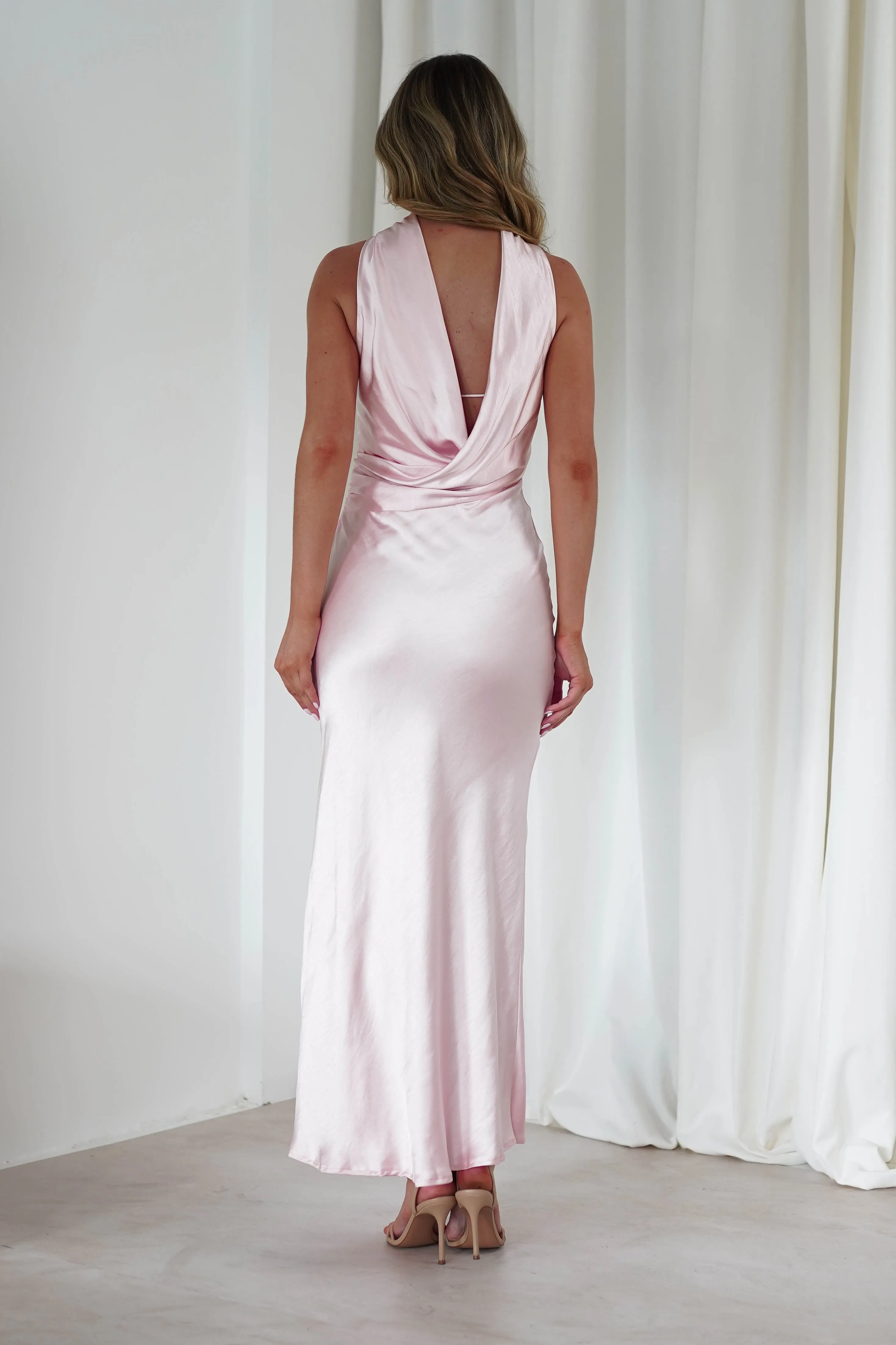 Alice Soft Satin Maxi Dress | Light Pink