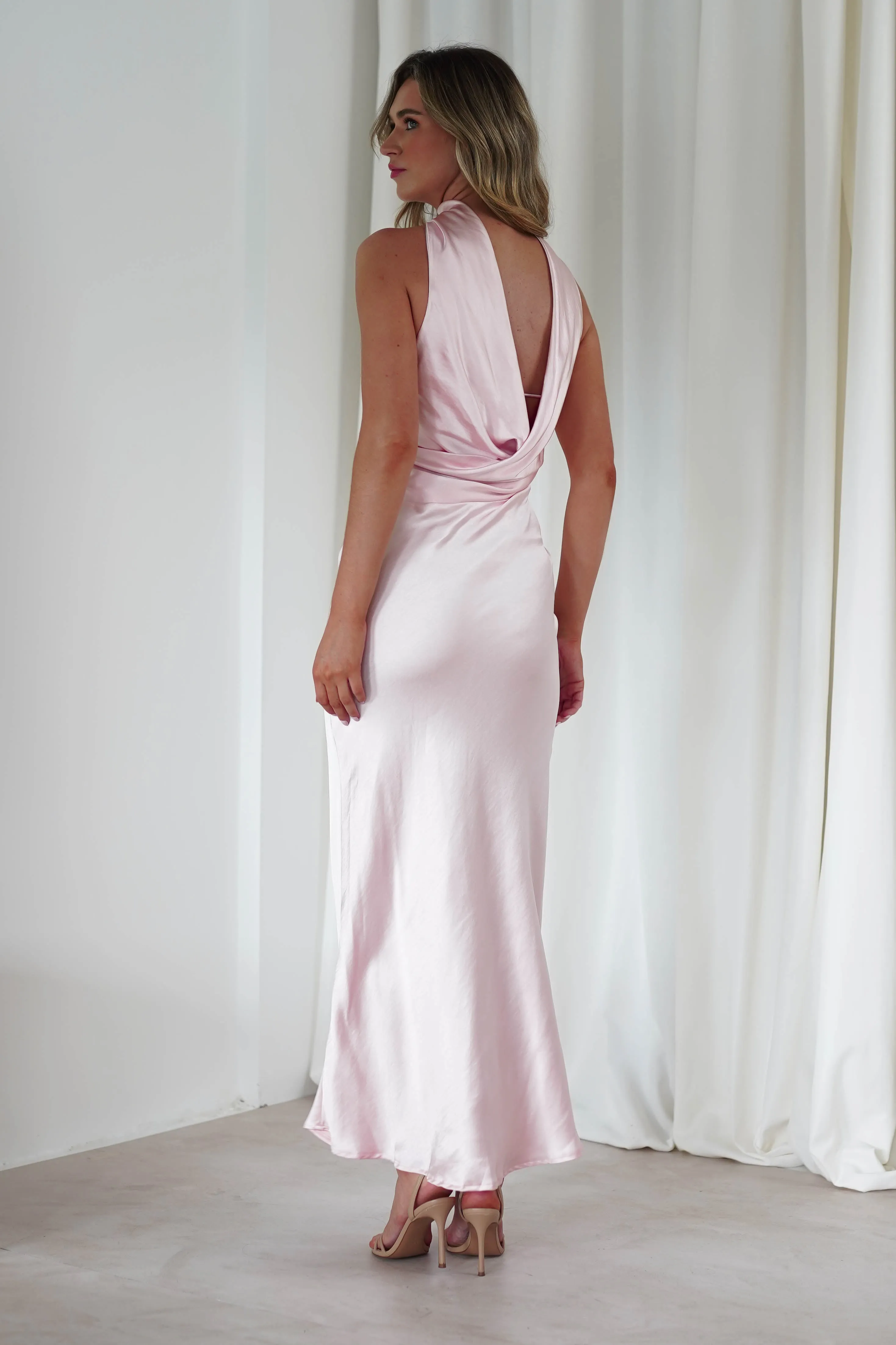 Alice Soft Satin Maxi Dress | Light Pink