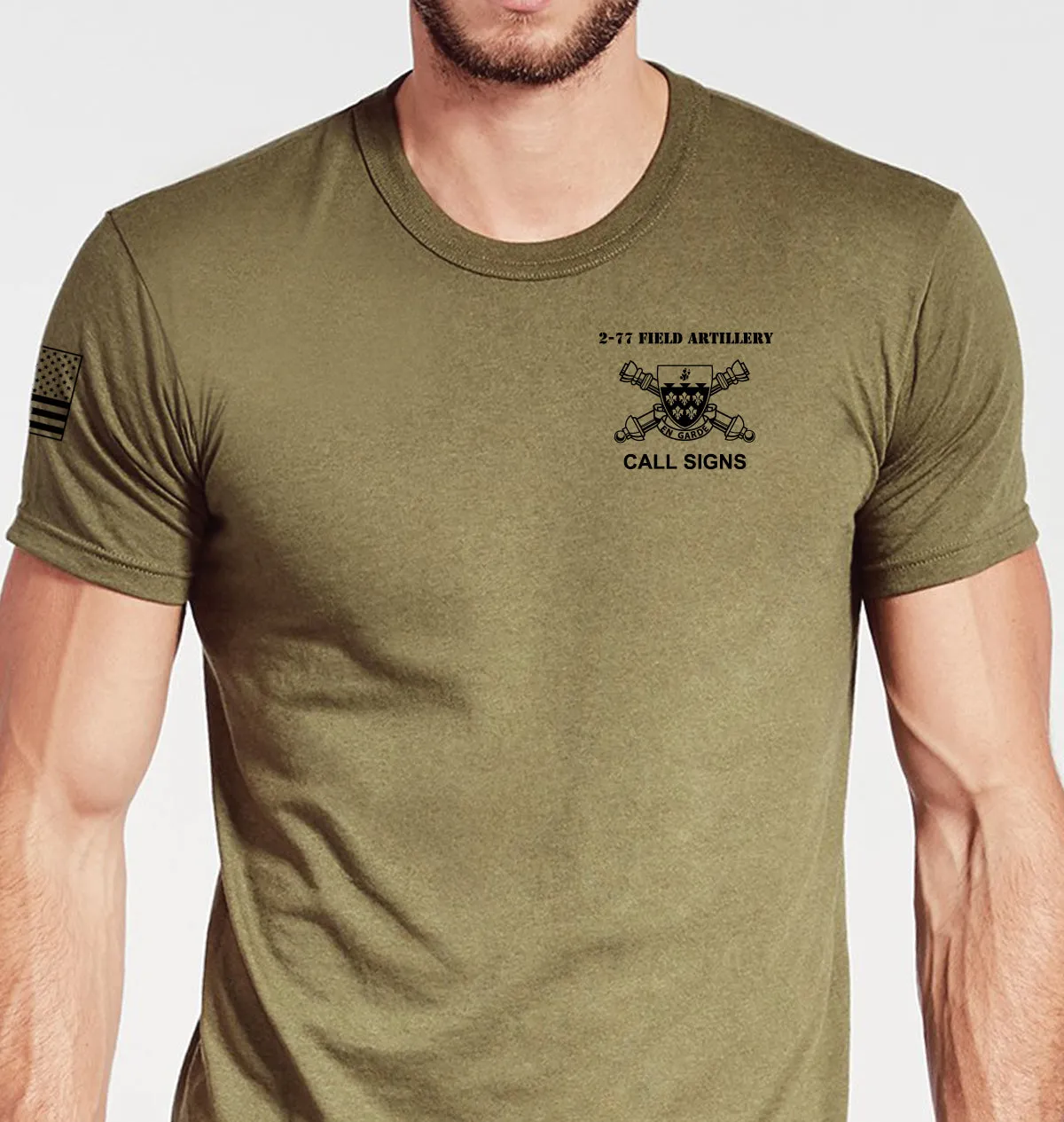 Alpha Battery Coyote Tan Unisex Shirt (Black Design). This shirt is NOT approved for PT