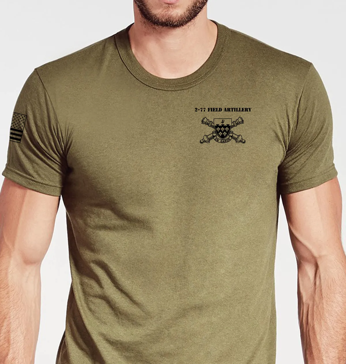 Alpha Battery Coyote Tan Unisex Shirt (Black Design). This shirt is NOT approved for PT