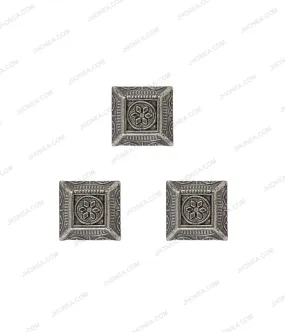Antique Silver Square Shape Ethnic Design Hotfix for Achkan