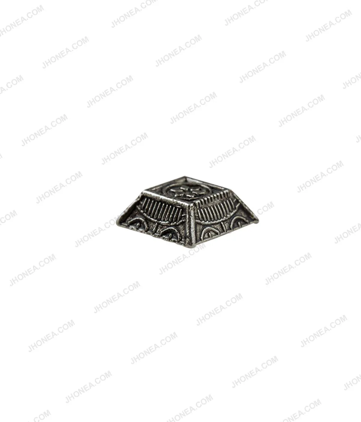 Antique Silver Square Shape Ethnic Design Hotfix for Achkan