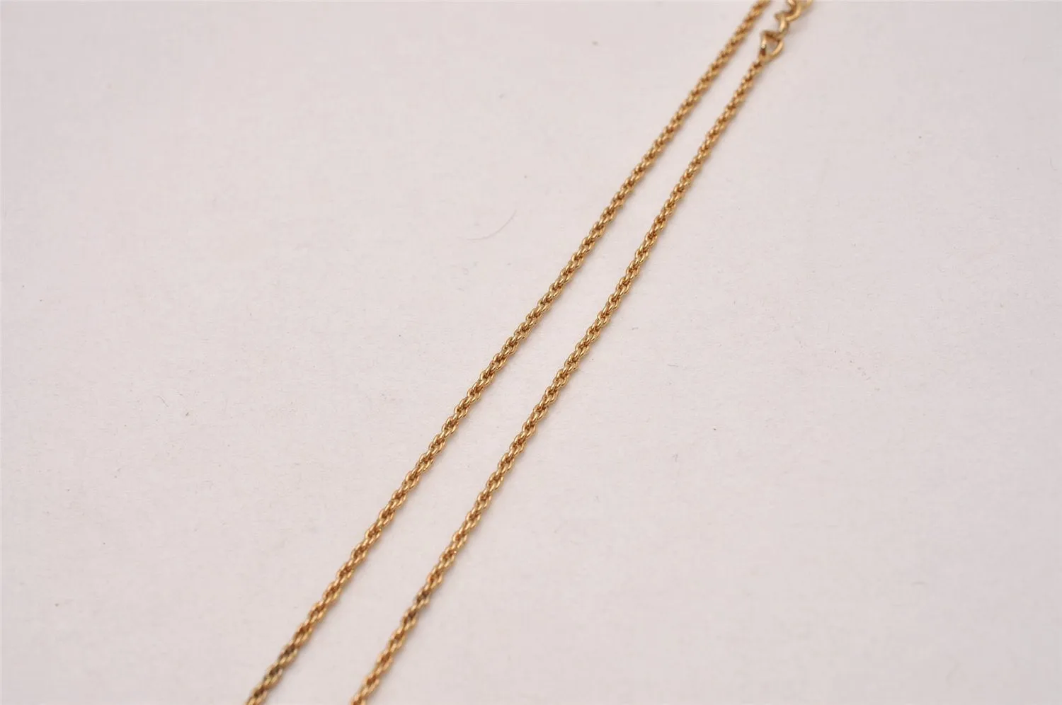 Auth Christian Dior Gold Tone Rhinestone Chain Pendant Necklace CD Box 8139I