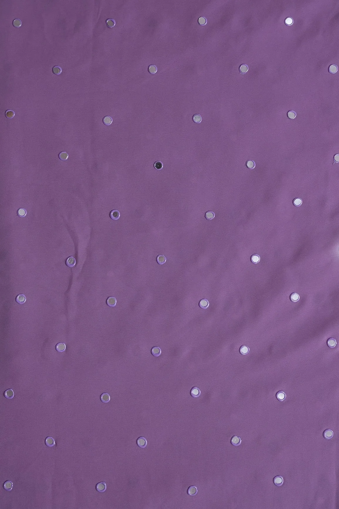 Beautiful Real Mirror Embroidery Work On Purple Georgette Fabric