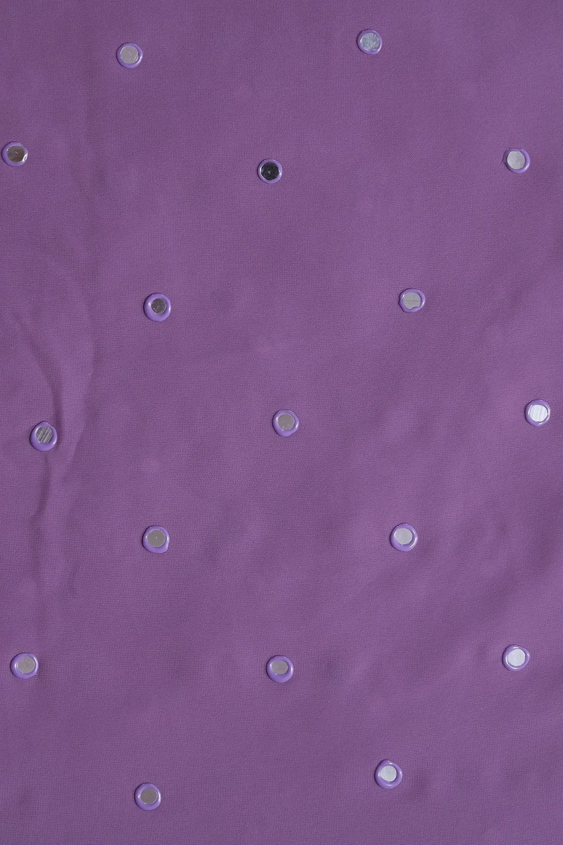 Beautiful Real Mirror Embroidery Work On Purple Georgette Fabric