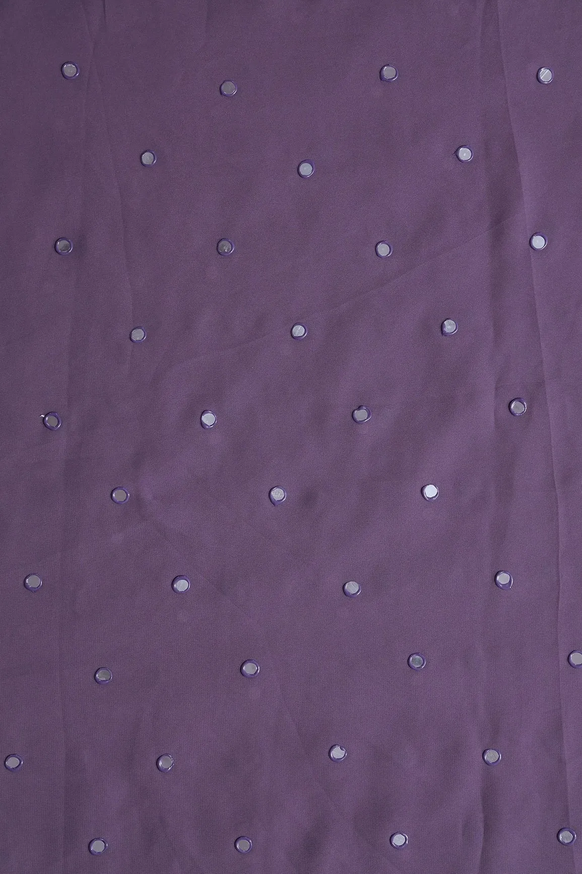 Beautiful Real Mirror Embroidery Work On Viola Purple Georgette Fabric