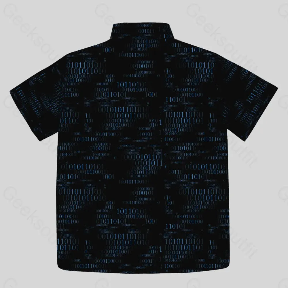 Binary Computer 1s and 0s Black Button Up Pocket Shirt