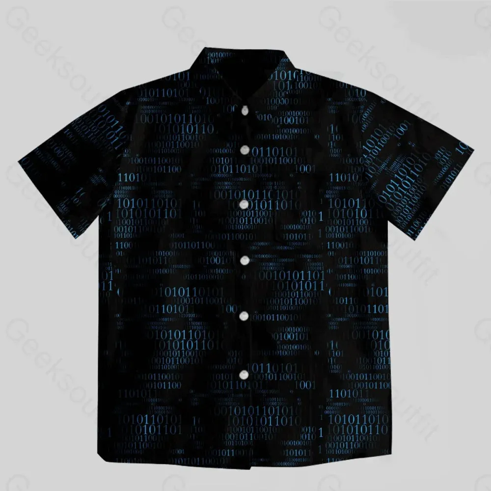 Binary Computer 1s and 0s Black Button Up Pocket Shirt
