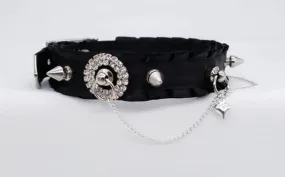 Black and Silver Spiked Sparkling Collar