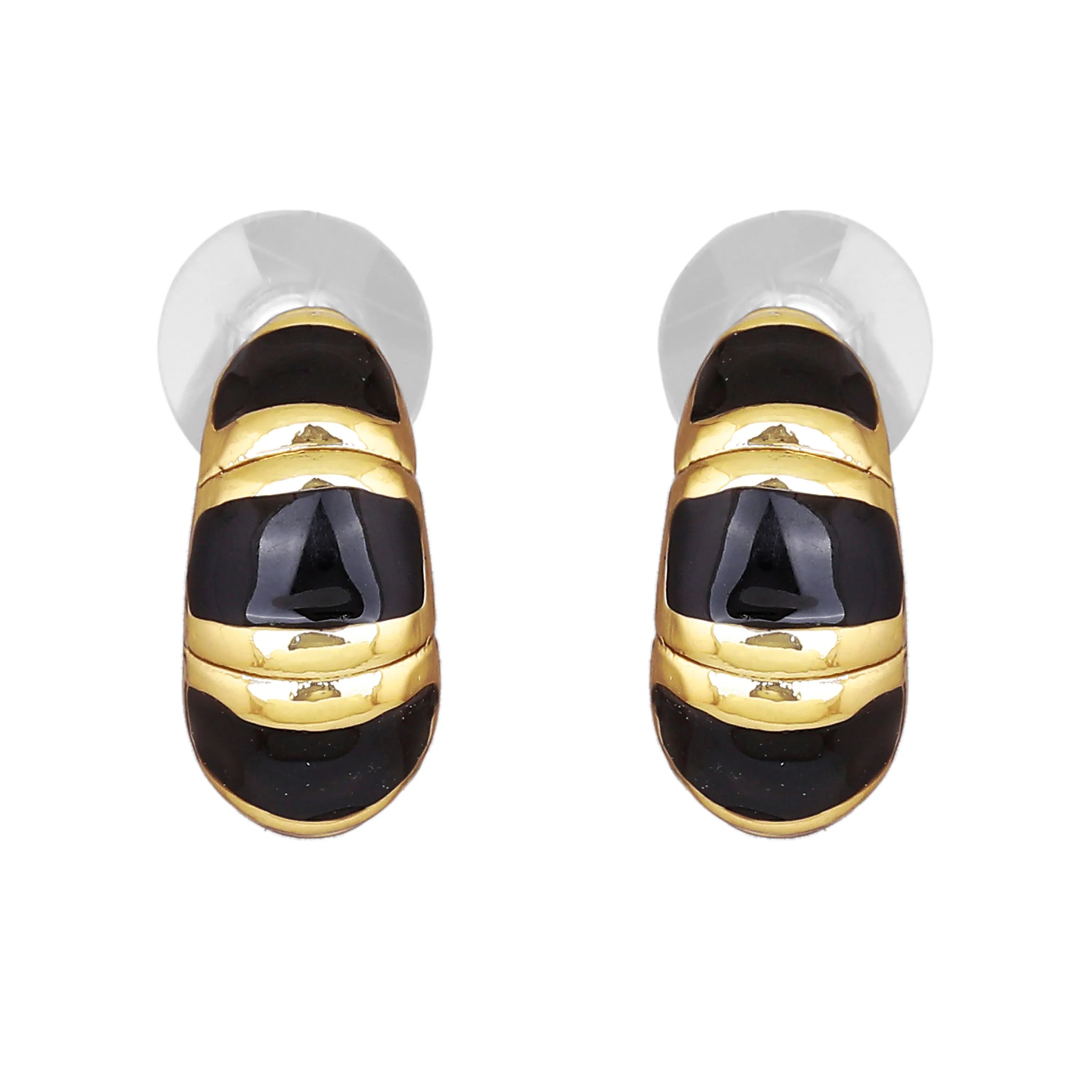 Black Enamel stud Earrings