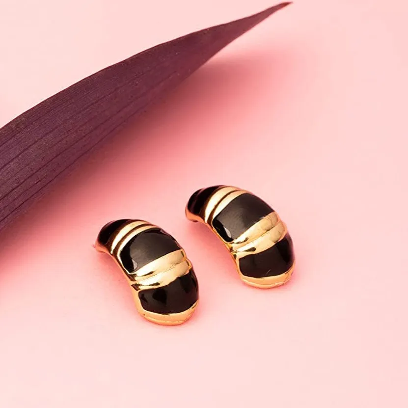 Black Enamel stud Earrings
