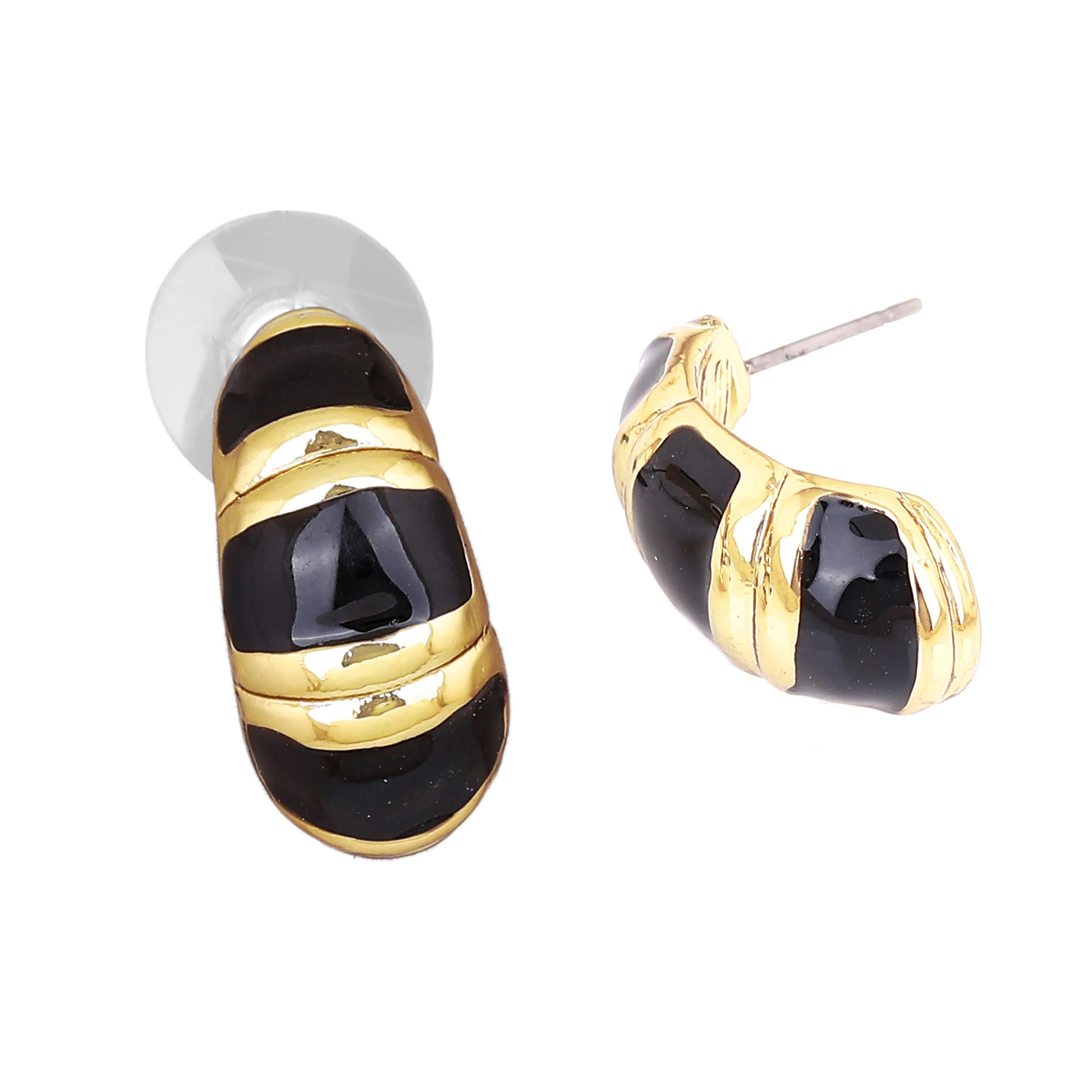 Black Enamel stud Earrings