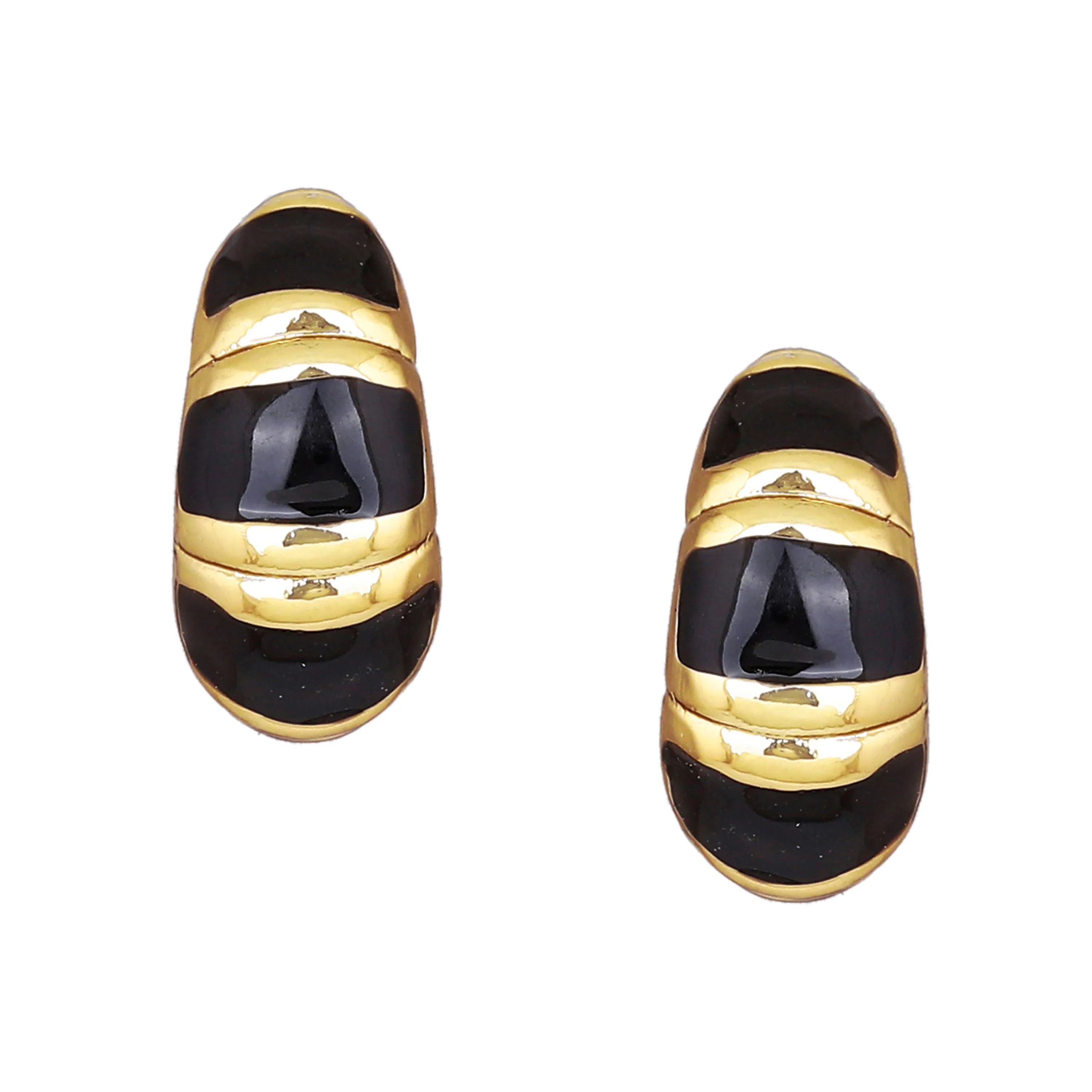 Black Enamel stud Earrings