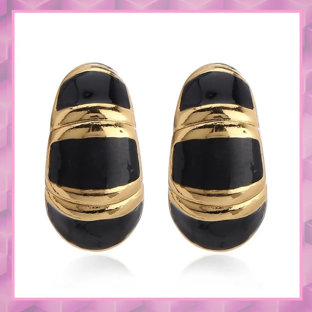 Black Enamel stud Earrings