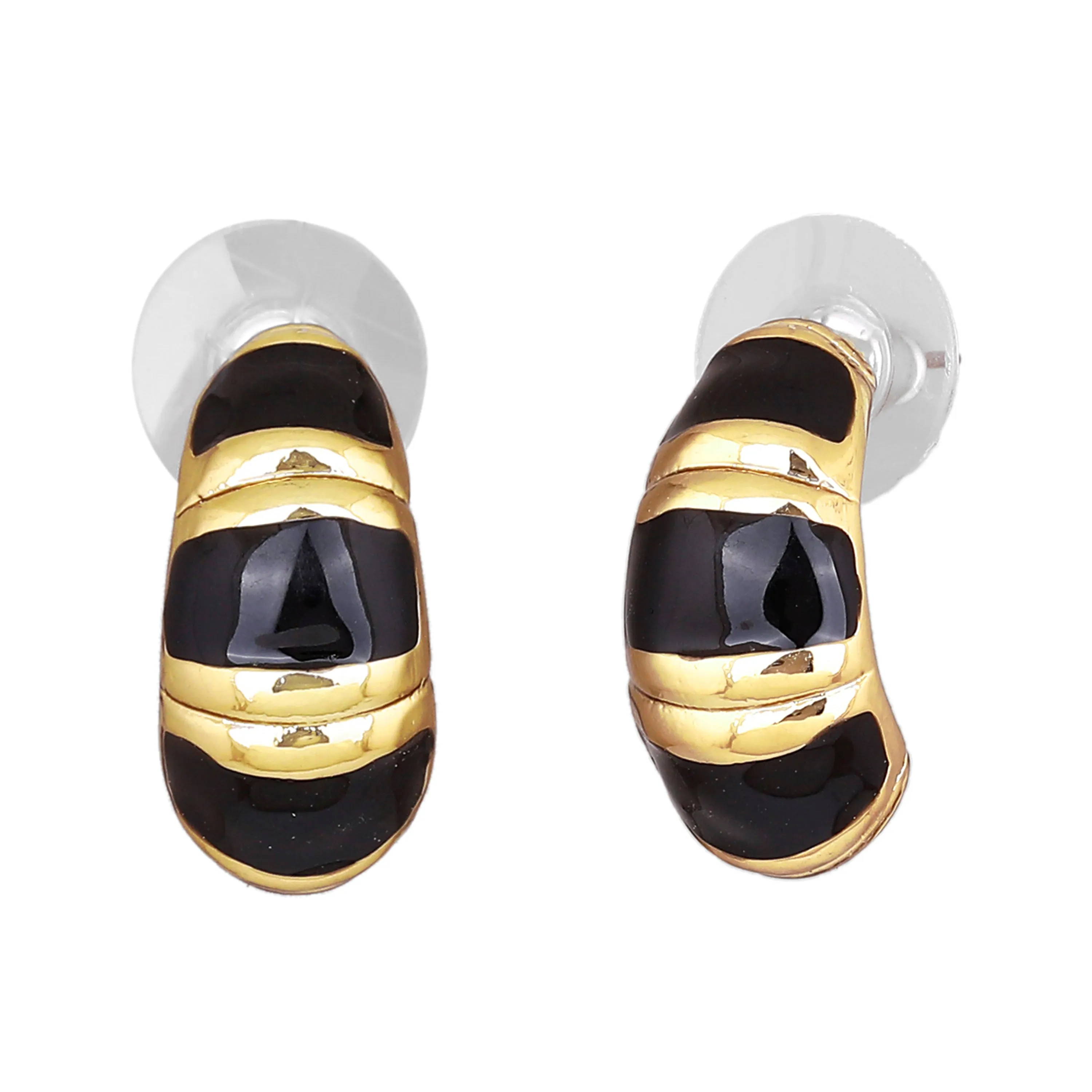 Black Enamel stud Earrings