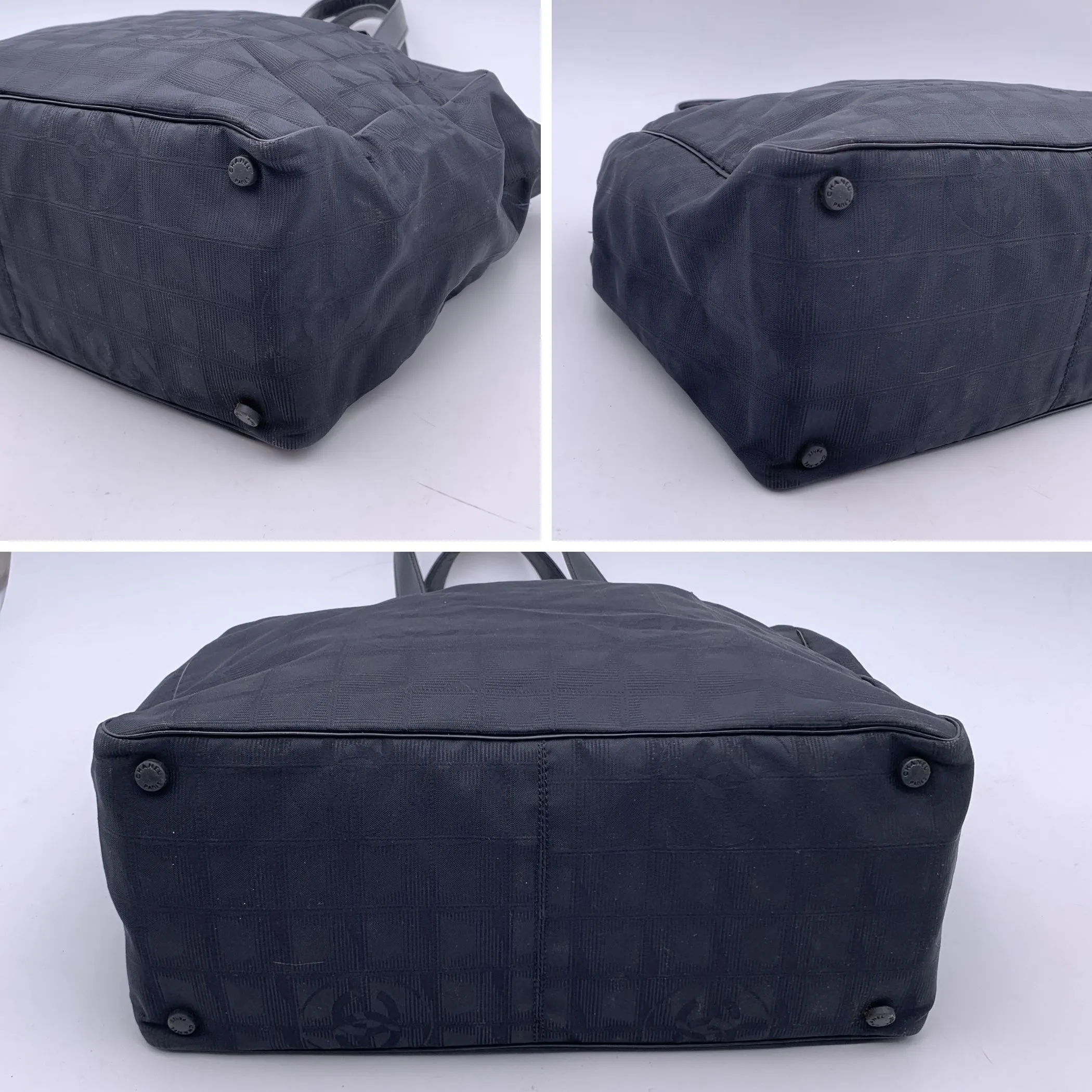 Chanel 2000s Black Nylon New Travel Line Shoulder Tote Bag