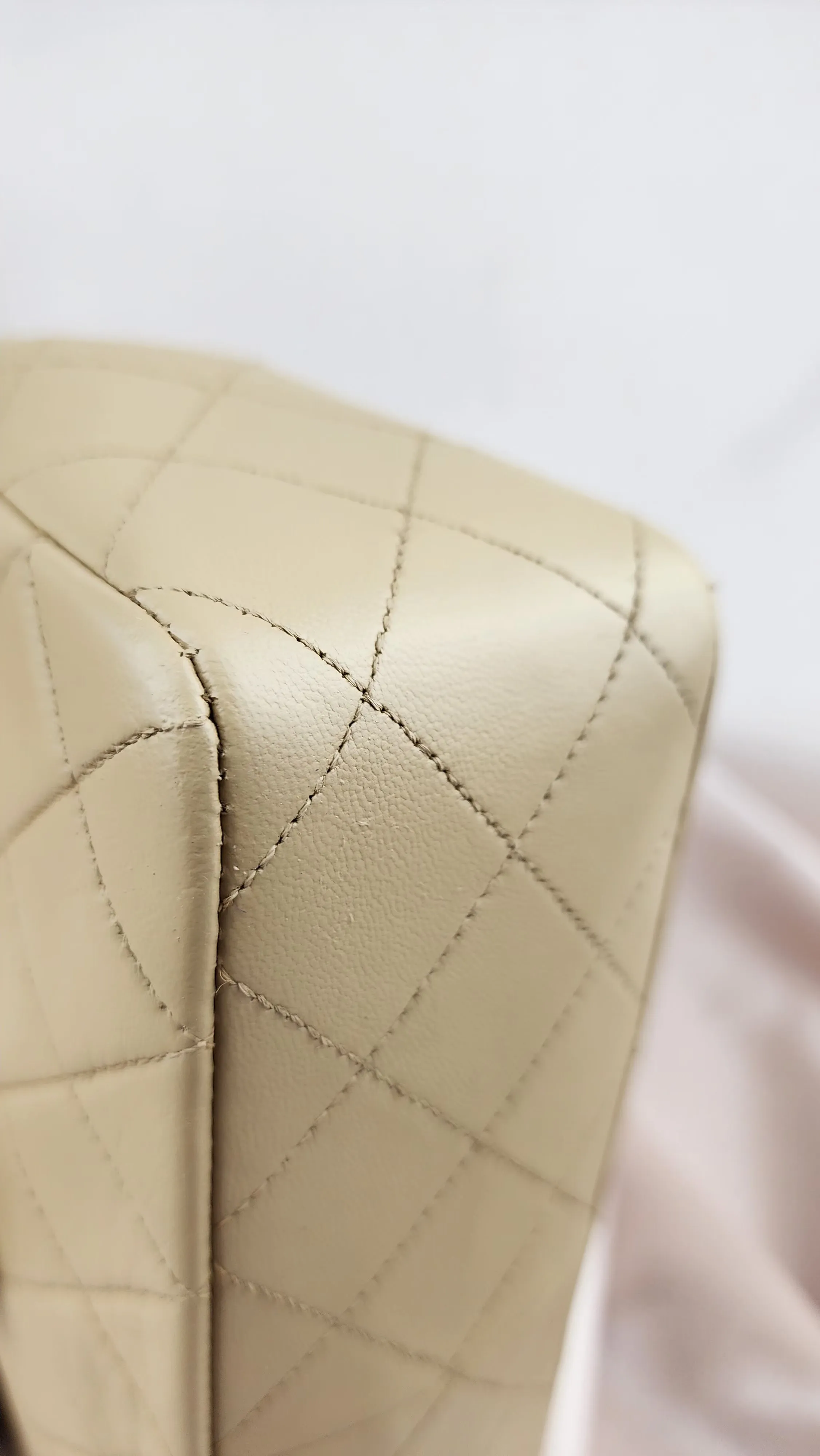 Chanel Vintage Matelasse Beige Lamb Skin Small Flap  - 818