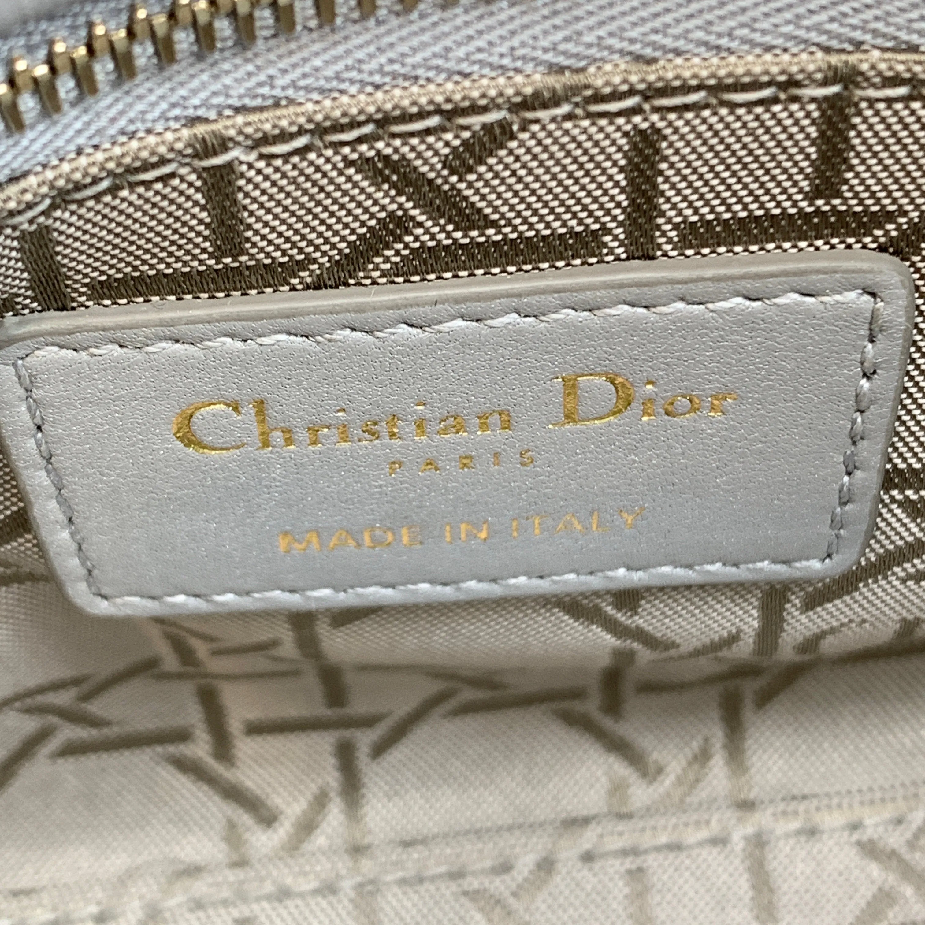 Christian Dior Grey Cannage Leather Quilted Mini Lady Dior Bag