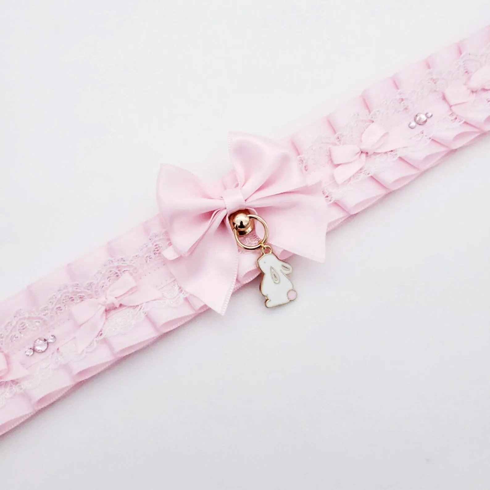 Classic Pink and Gold Bunny Pet Play Collar