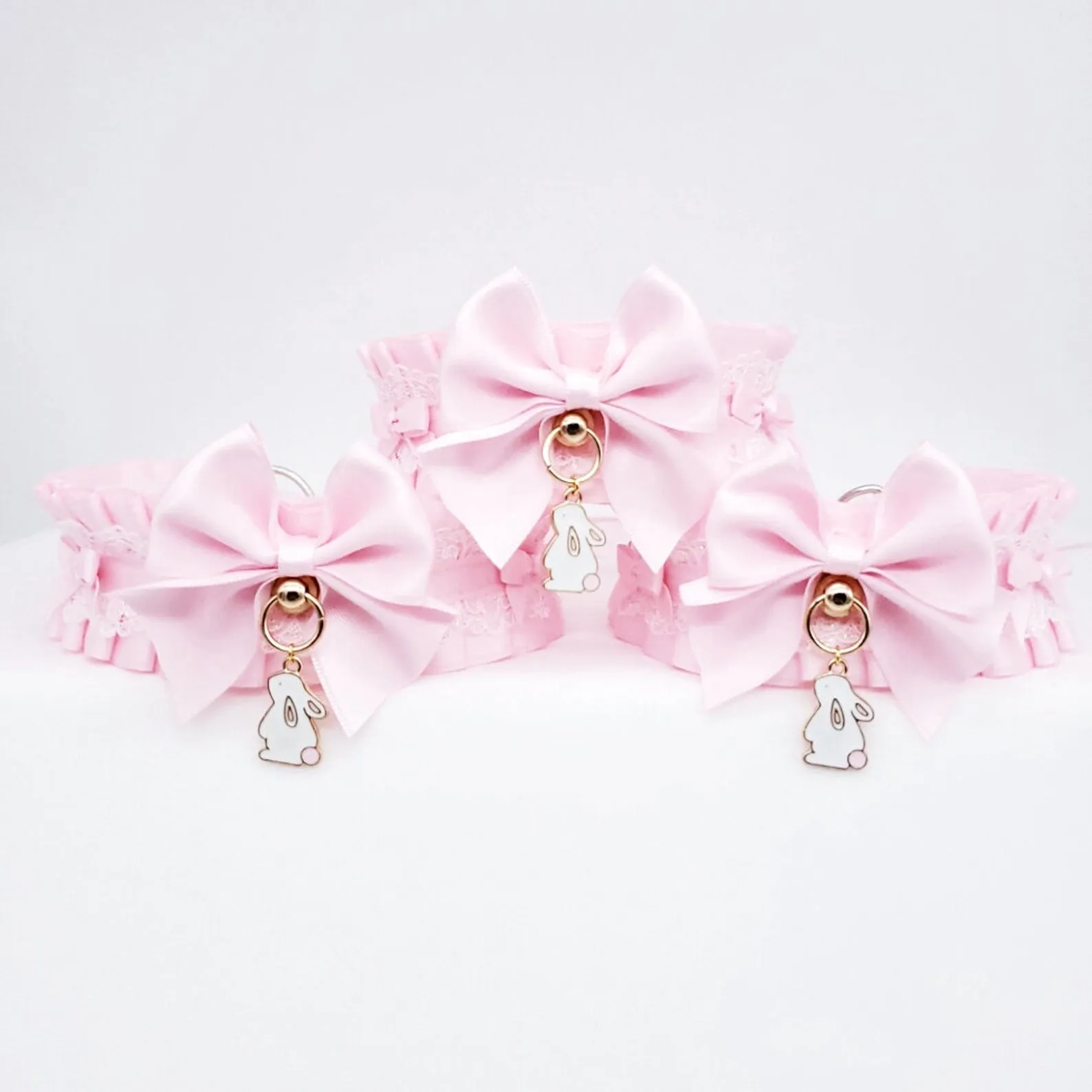 Classic Pink and Gold Bunny Pet Play Collar