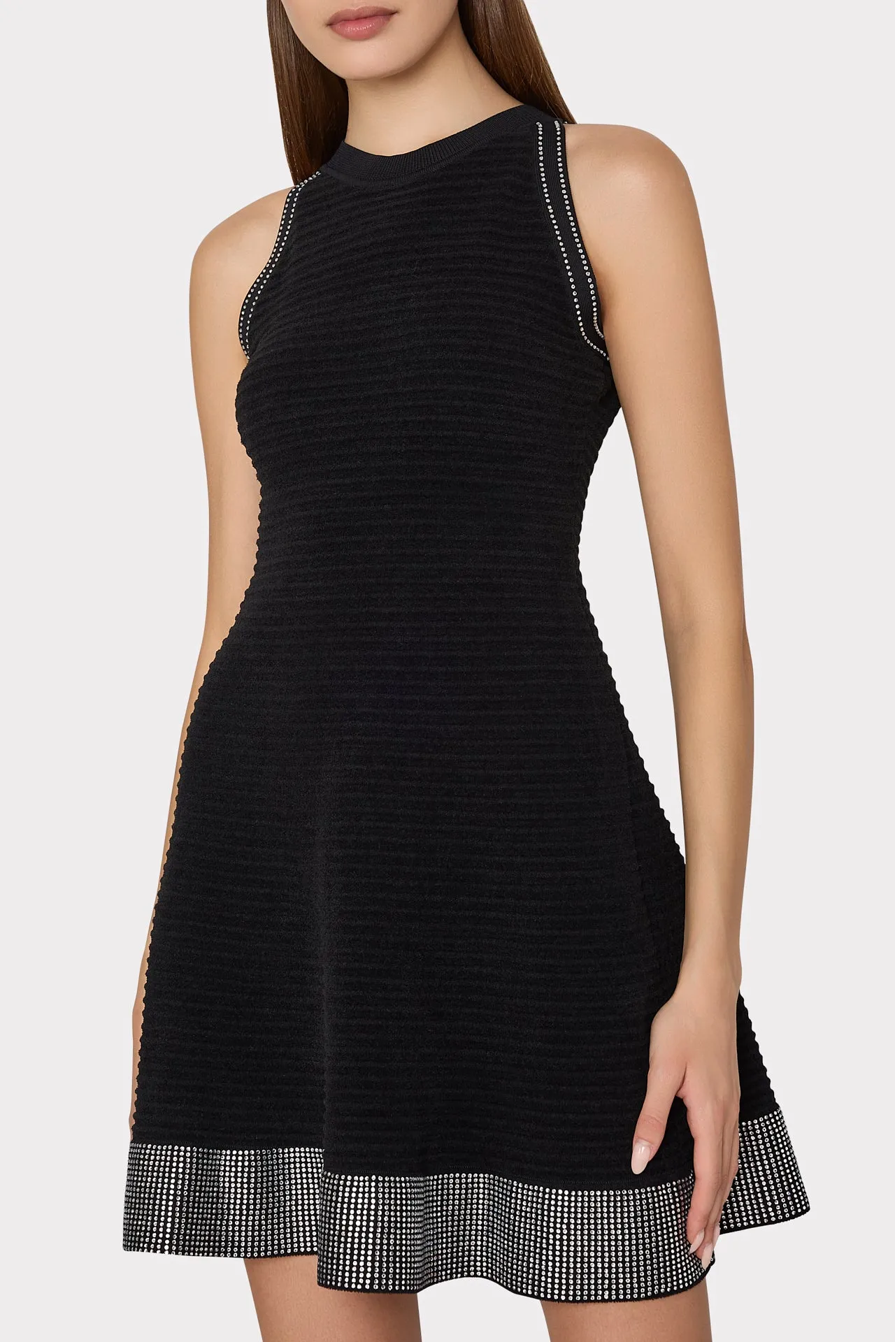 Crystal Trim Knit Mini Dress