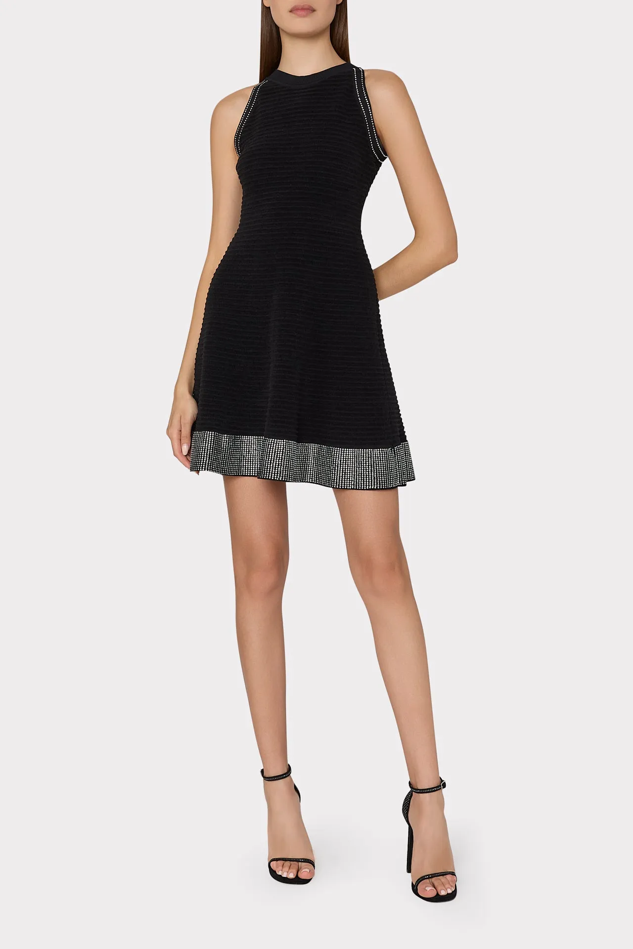 Crystal Trim Knit Mini Dress