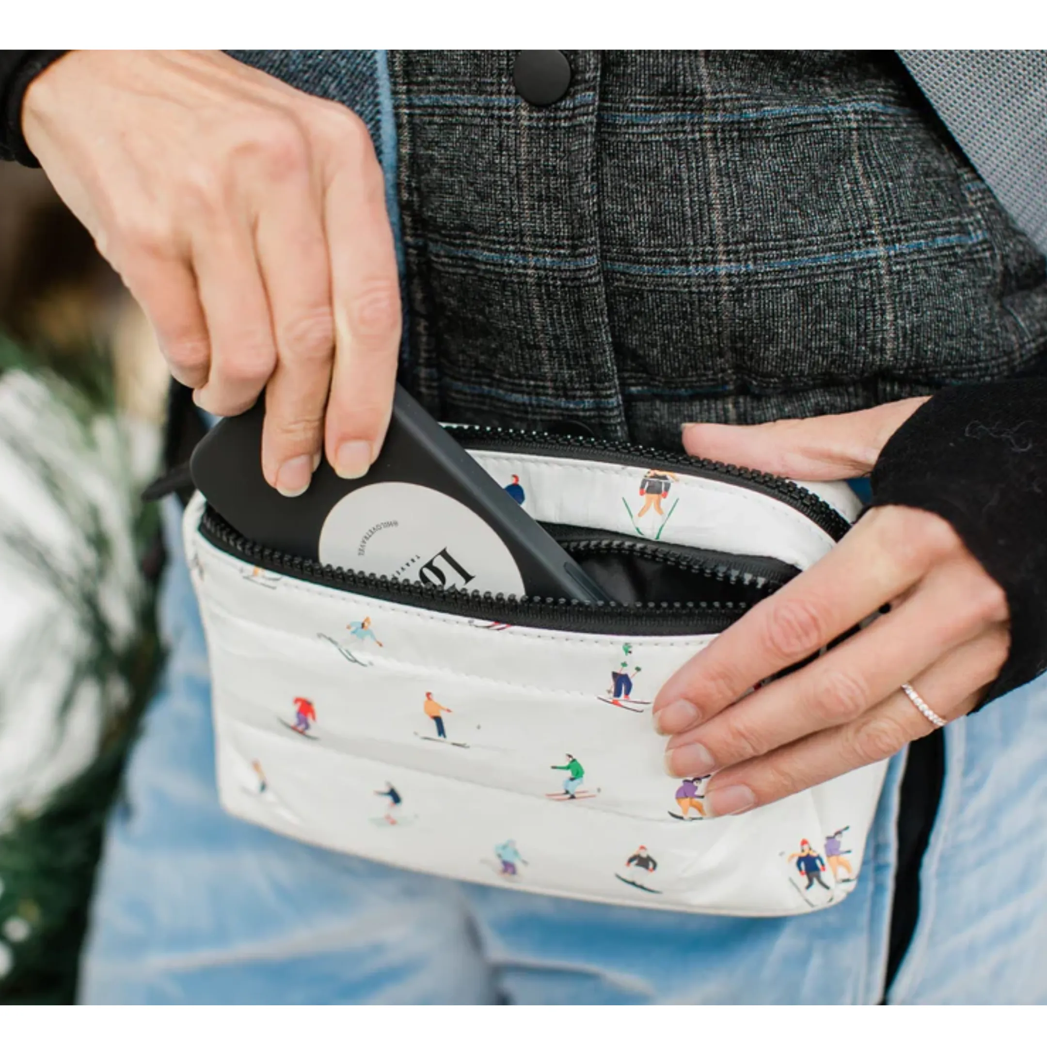 Dancing Skiers Puffer Fanny Pack by HiLoveTravel
