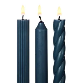 Deep Blue 11" Taper Candles - Set of 3