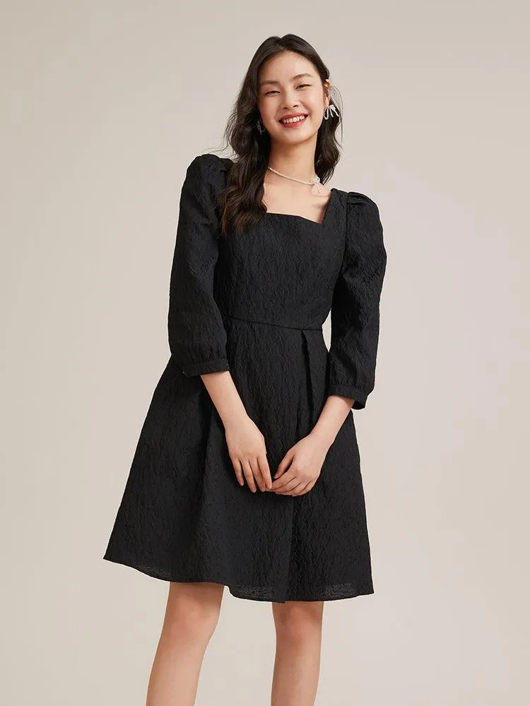 Detachable Bow Jacquard Dress