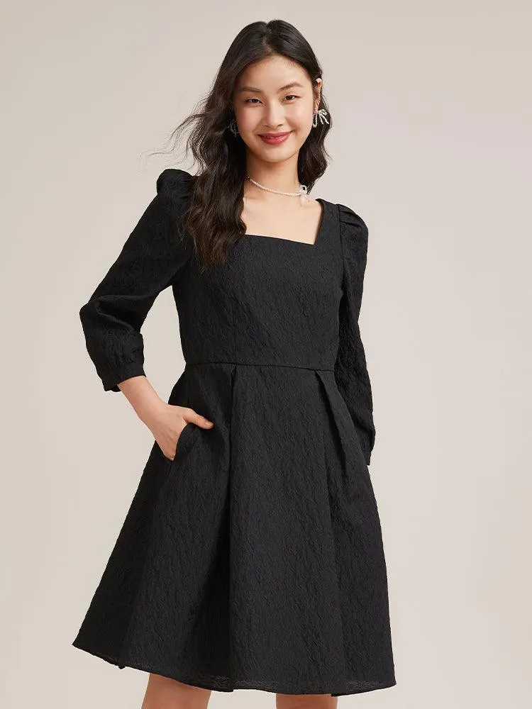 Detachable Bow Jacquard Dress