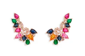 Earrings 18kt Gold Wild Climbers Multicolor Gemstones & Diamonds