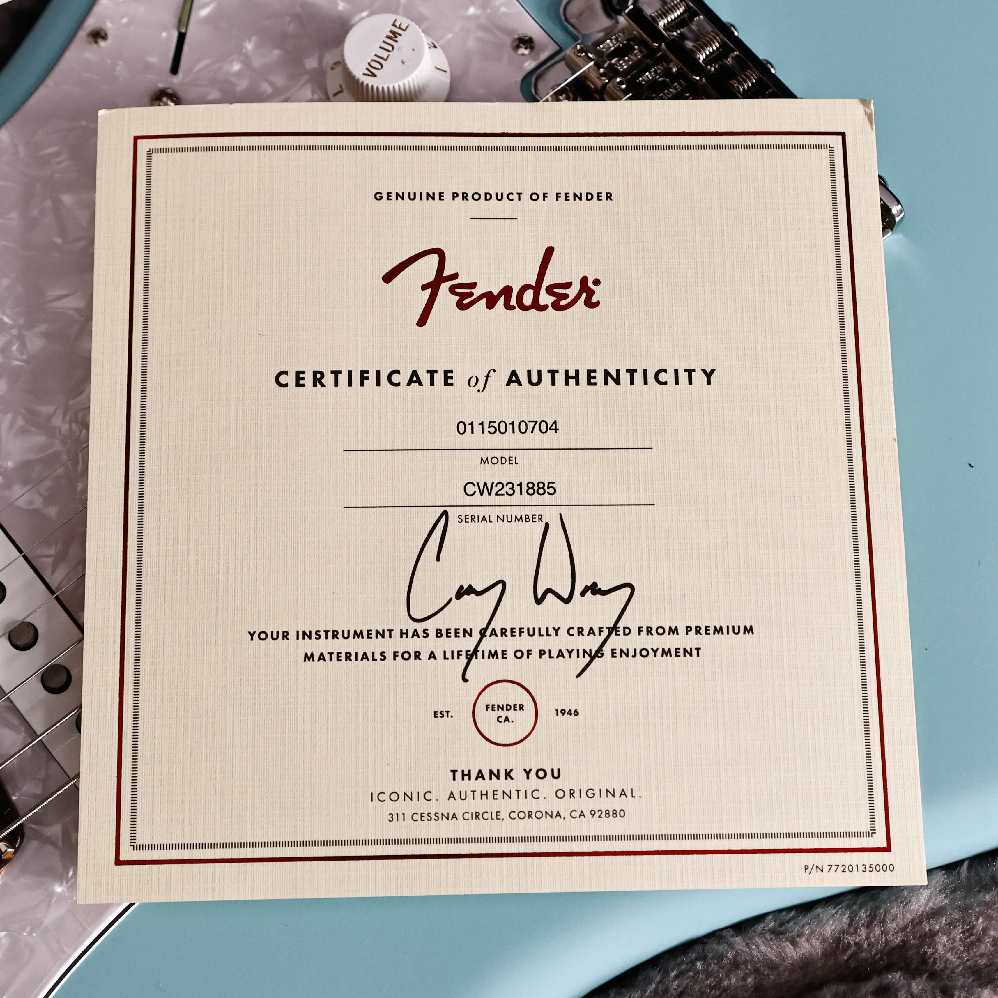 Fender LTD Cory Wong Stratocaster Electric, Daphne Blue 7lbs 13oz