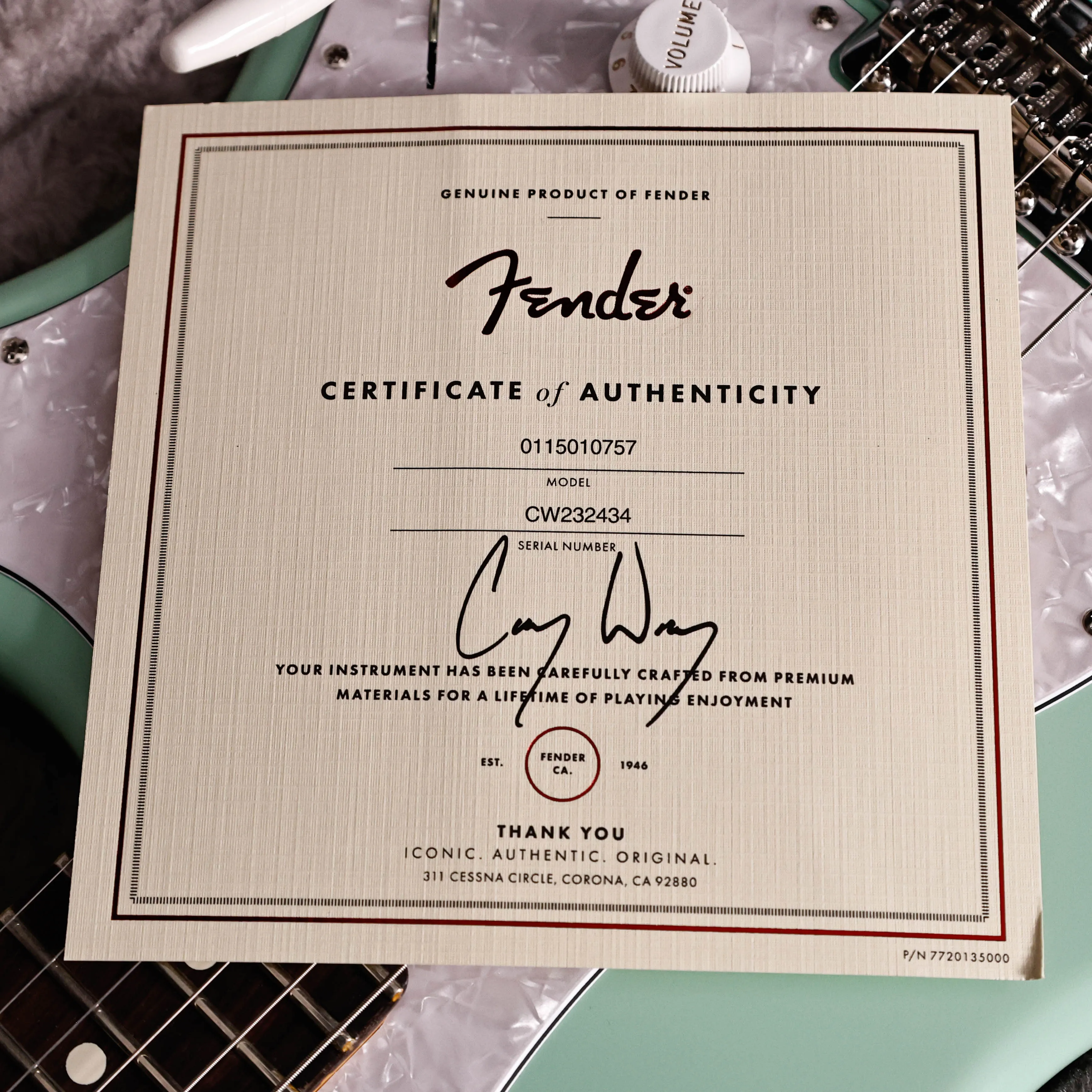 Fender LTD Cory Wong Stratocaster Electric, Surf Green 7lbs 14oz