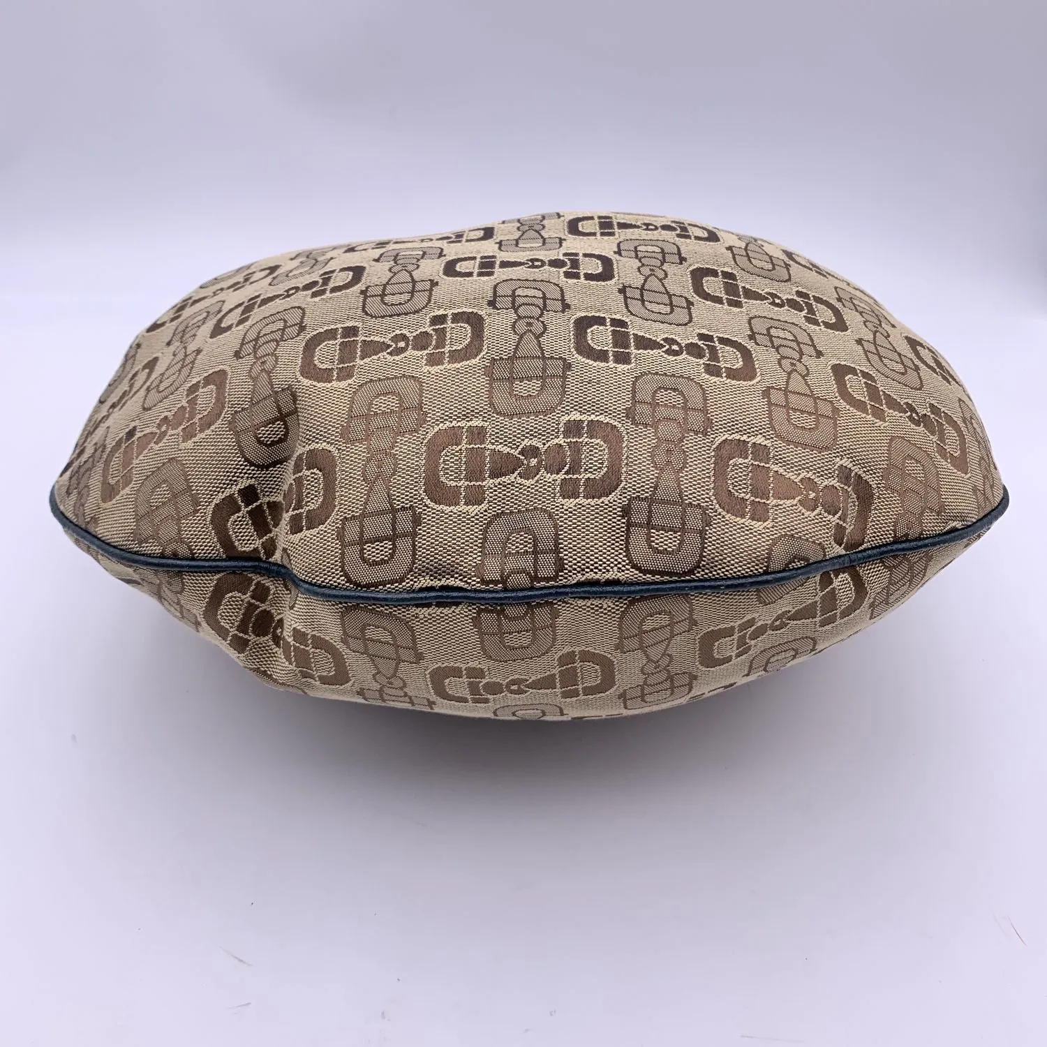 Gucci Beige Canvas Horsebit Print Glam Hobo Shoulder Bag