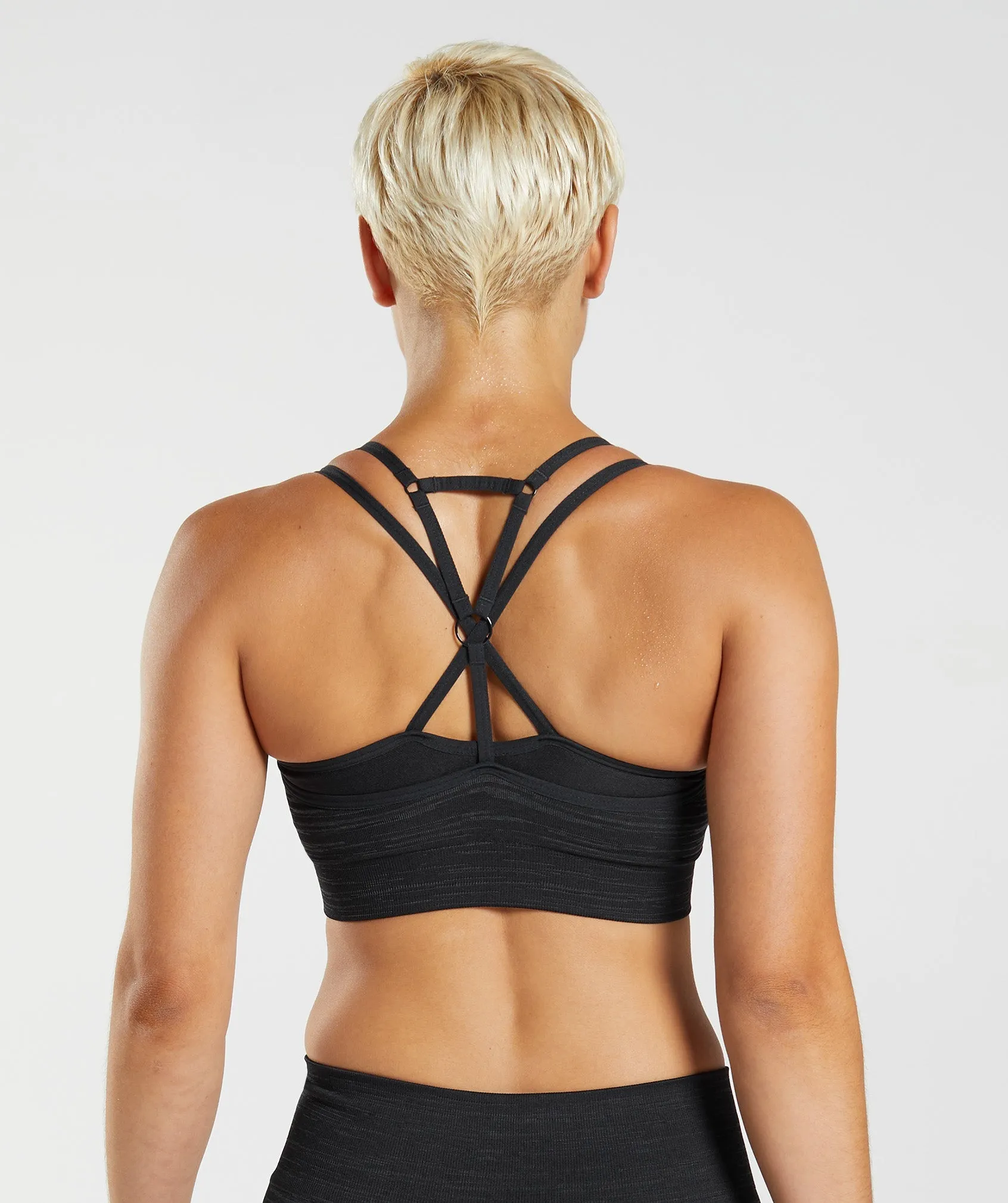 Gymshark Adapt Marl Seamless Sports Bra - Black/Smokey Grey