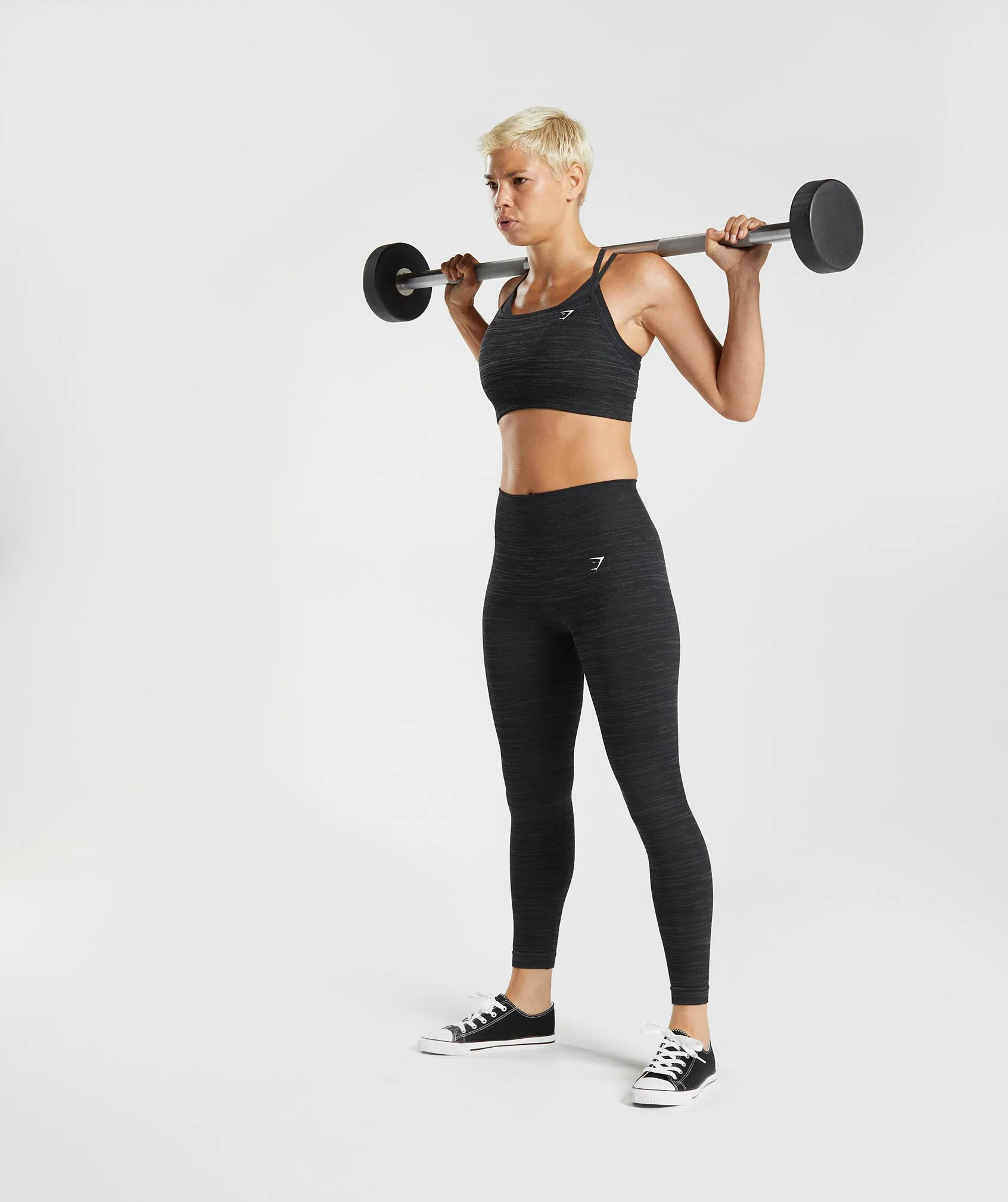 Gymshark Adapt Marl Seamless Sports Bra - Black/Smokey Grey