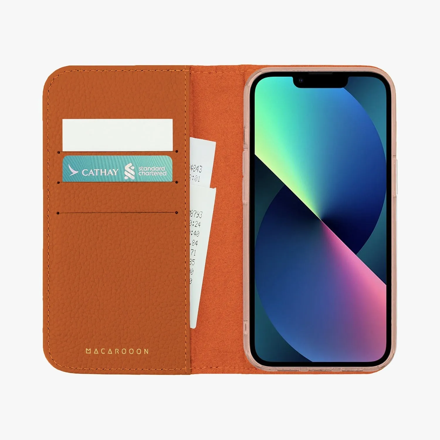 iPhone 14 Plus MagSafe Leather Flip Cover with Clear Case