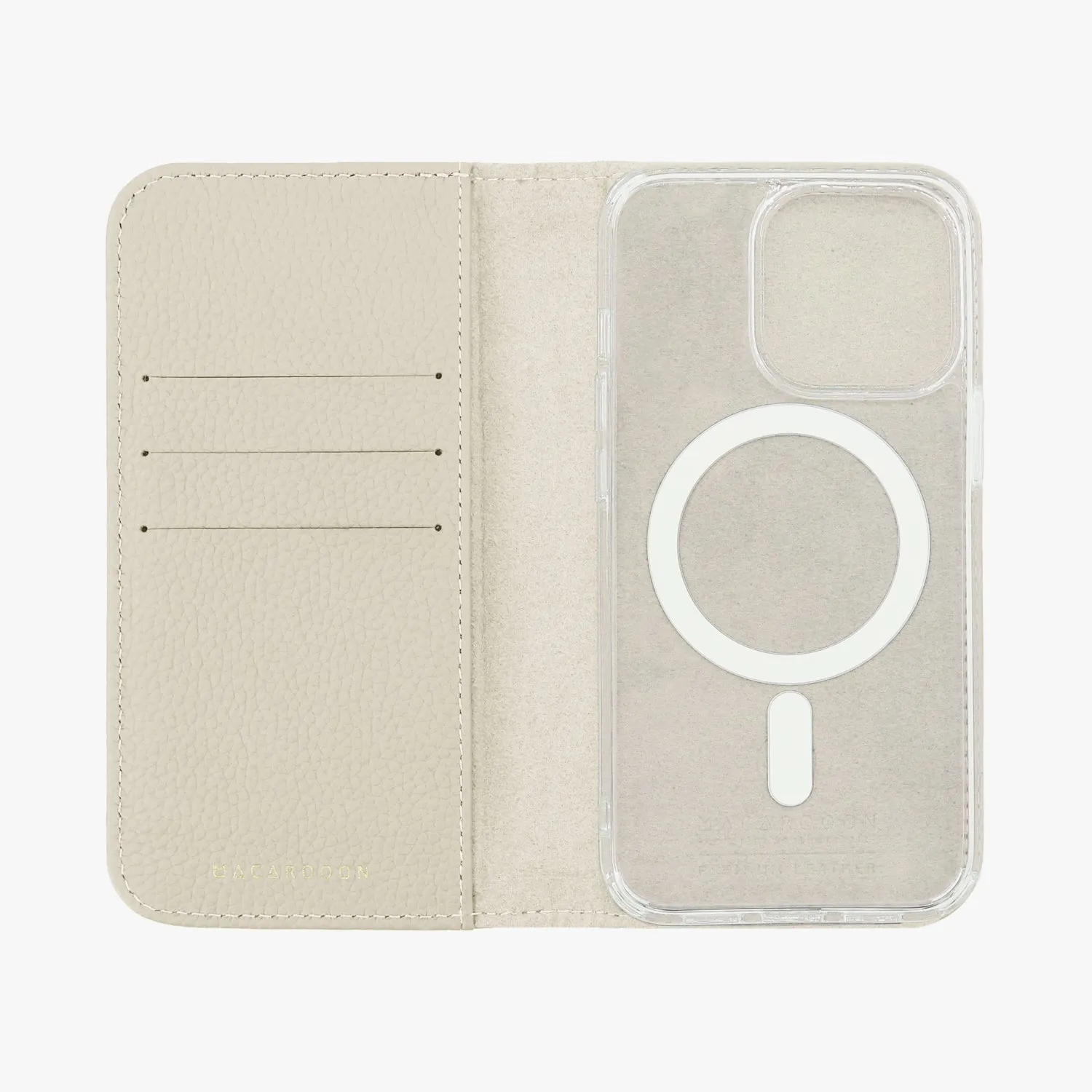 iPhone 14 Pro Max MagSafe Leather Flip Cover with Clear Case