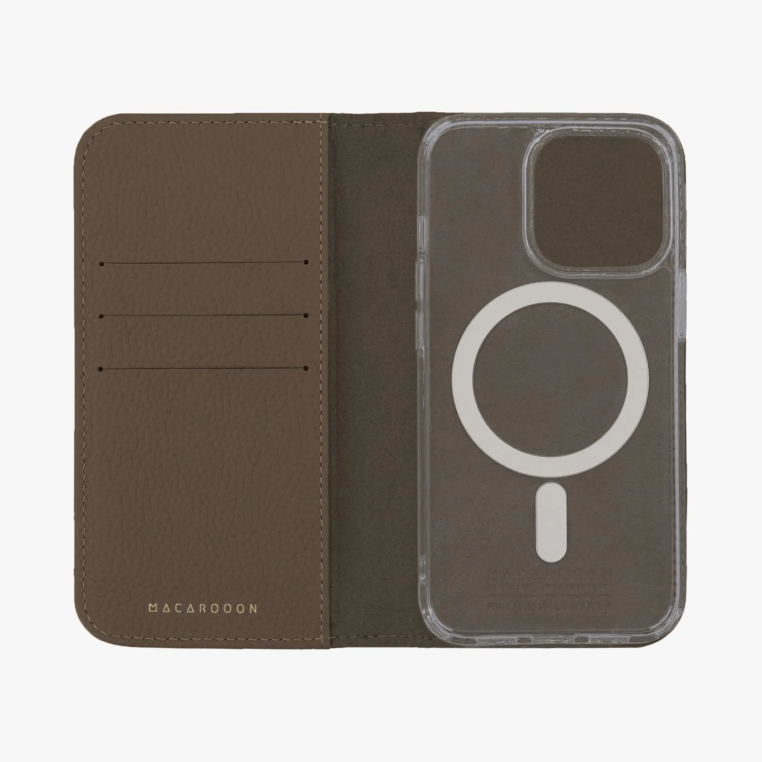 iPhone 14 Pro Max MagSafe Leather Flip Cover with Clear Case
