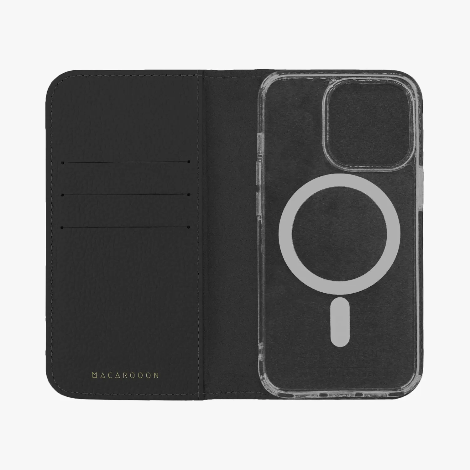 iPhone 16 Pro MagSafe Leather Flip Cover with Clear Case